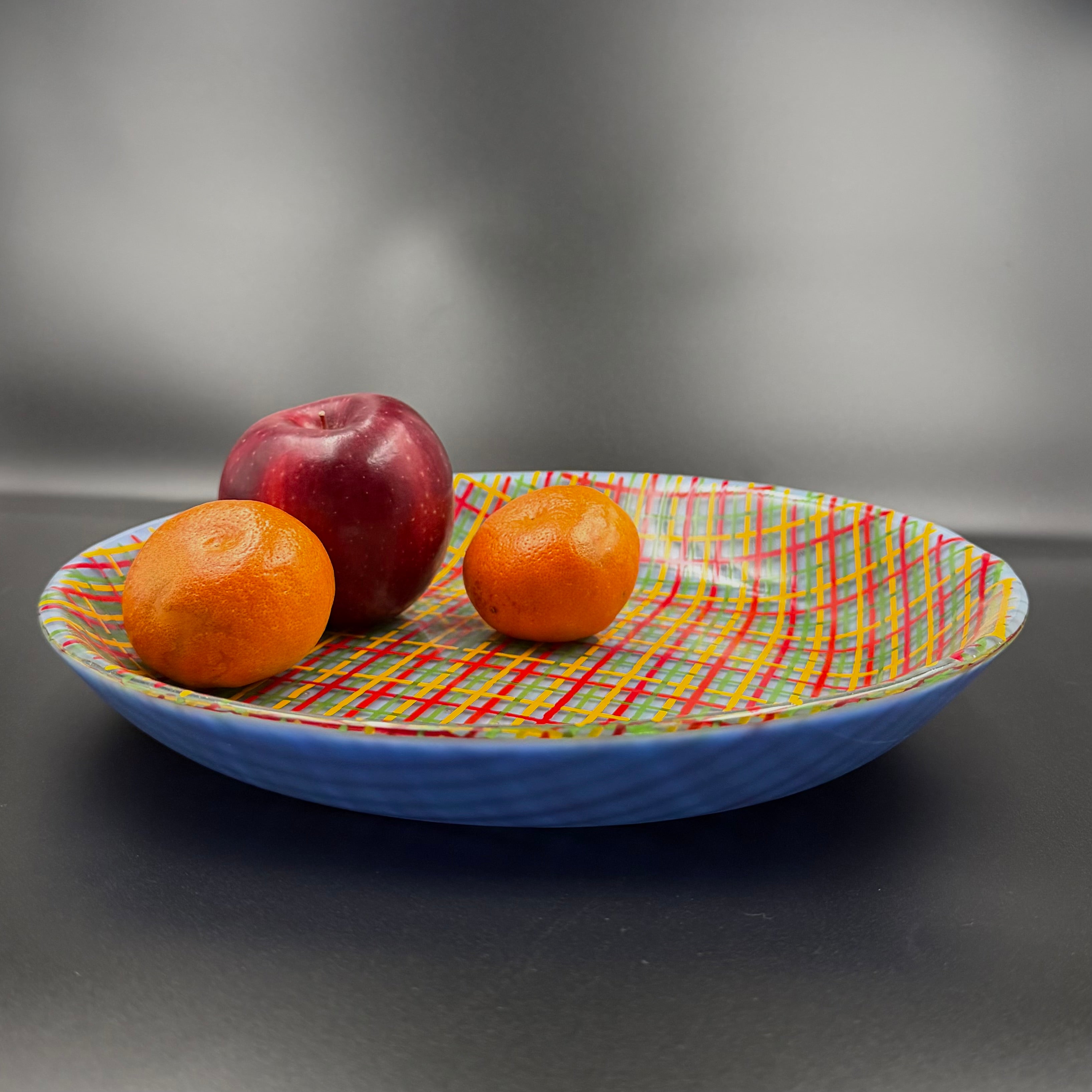 Pastel Plaid Fused Glass Bowl