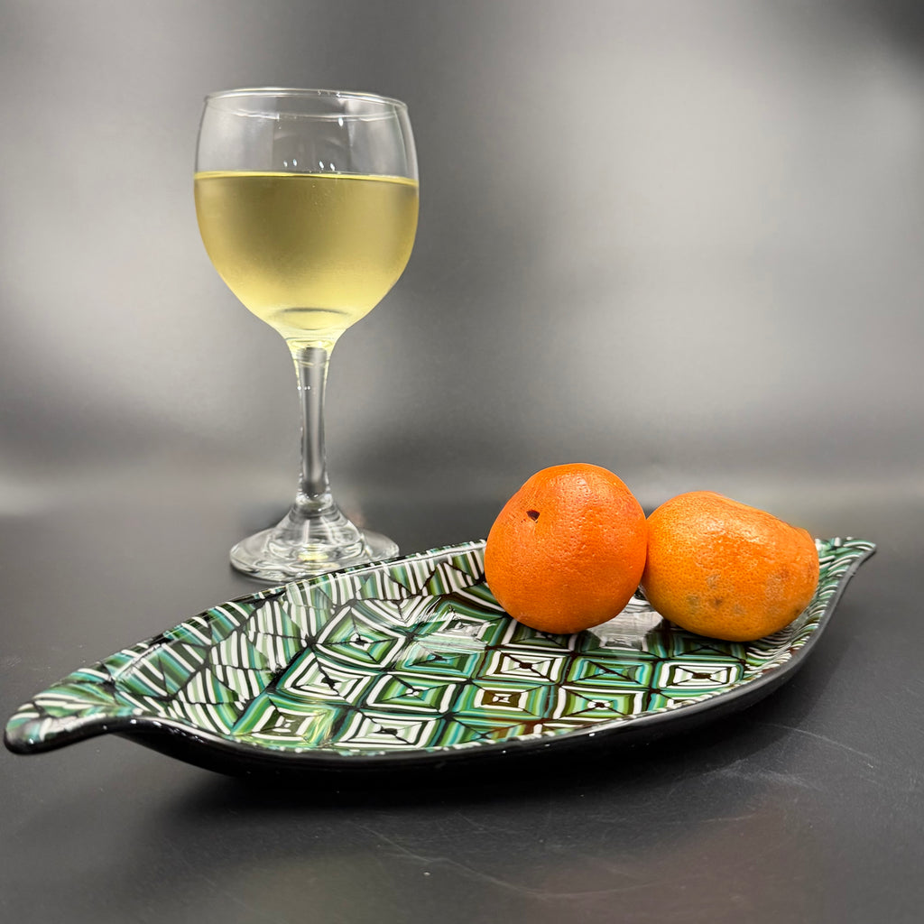 Emerald Mosaic Leaf Glass Bowl