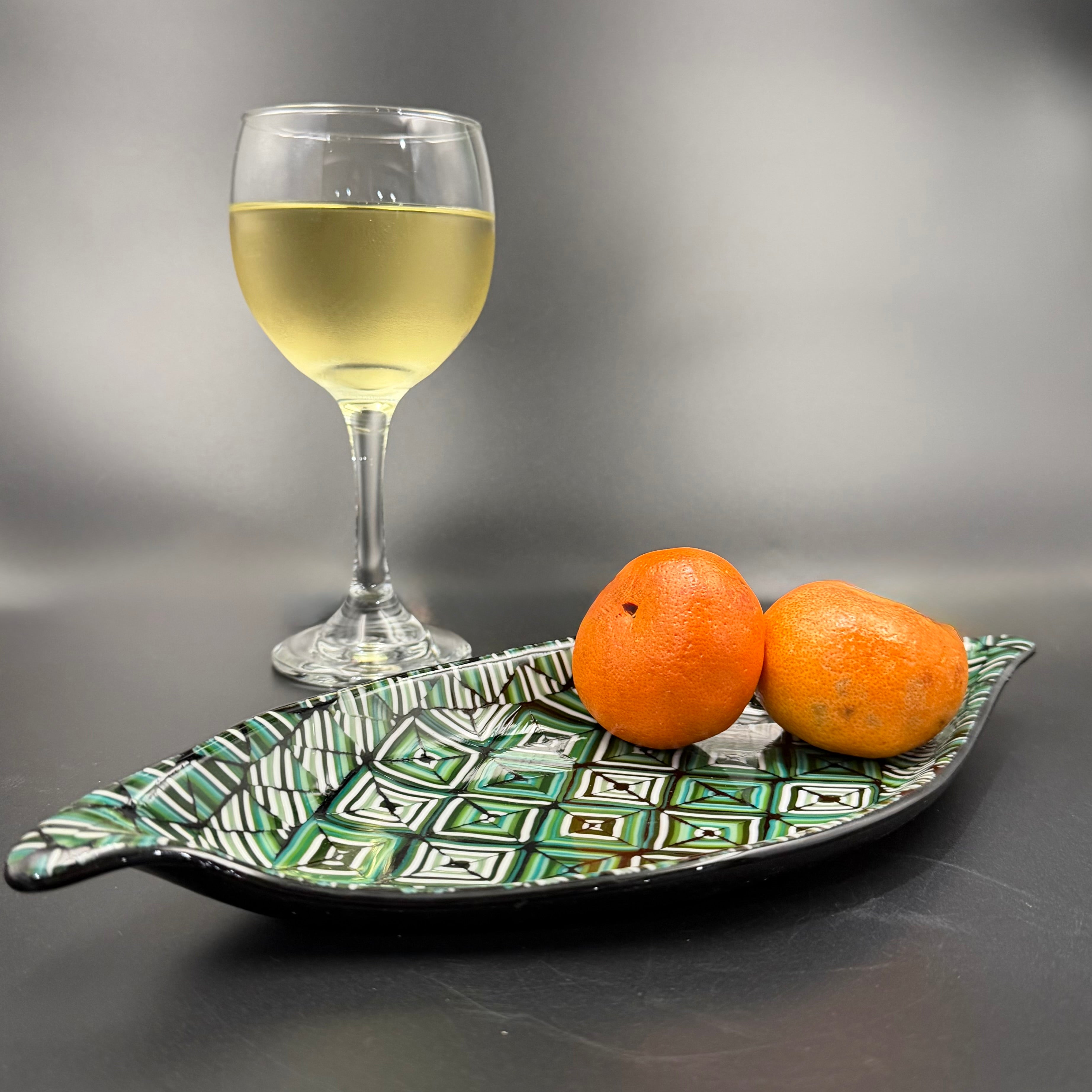 Emerald Mosaic Leaf Glass Bowl
