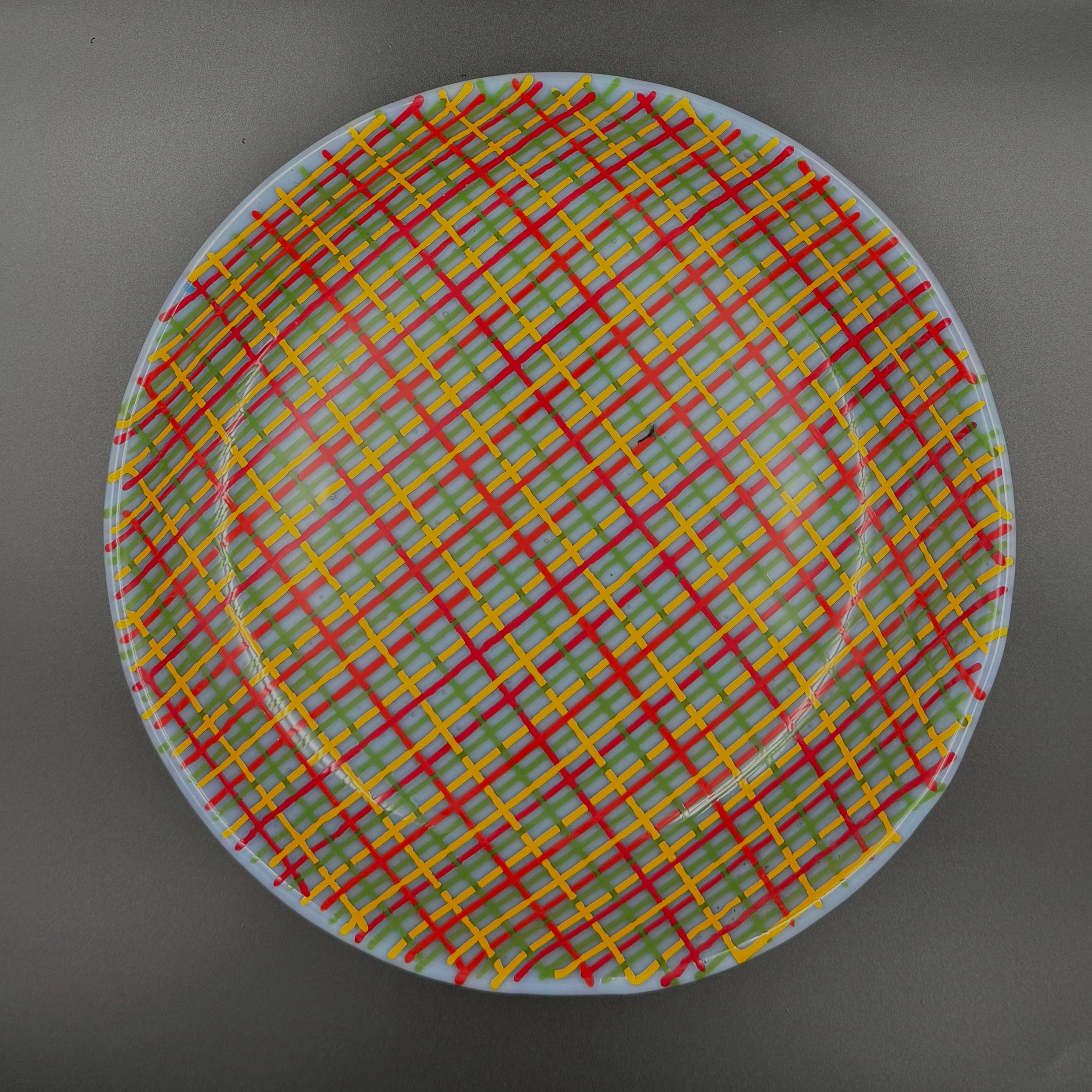 Pastel Plaid Fused Glass Bowl
