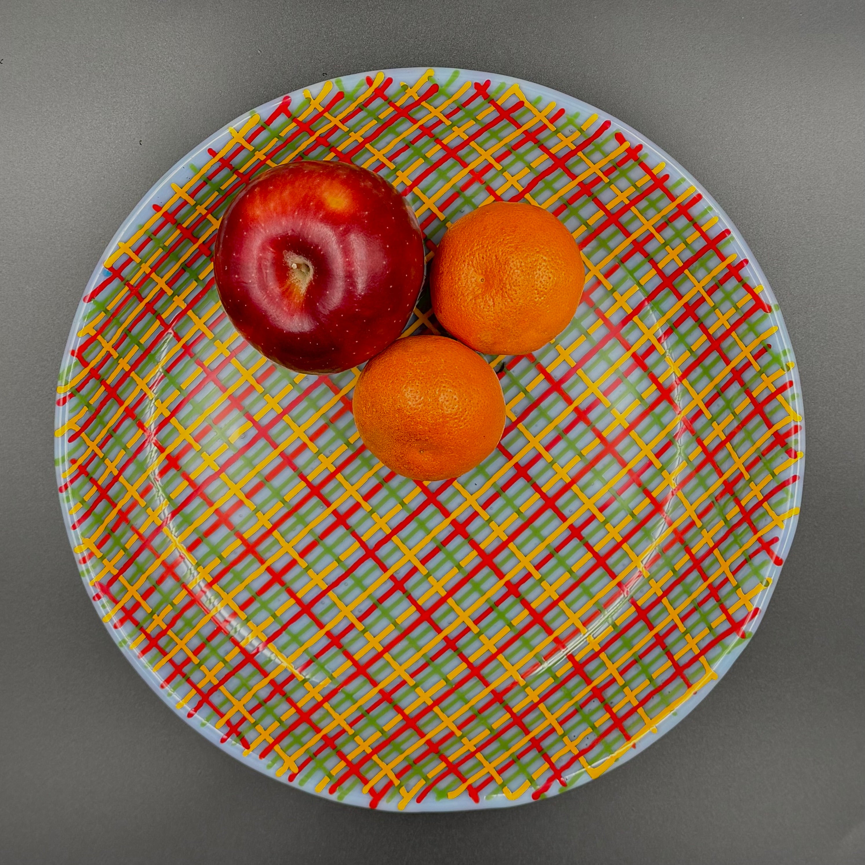 Pastel Plaid Fused Glass Bowl