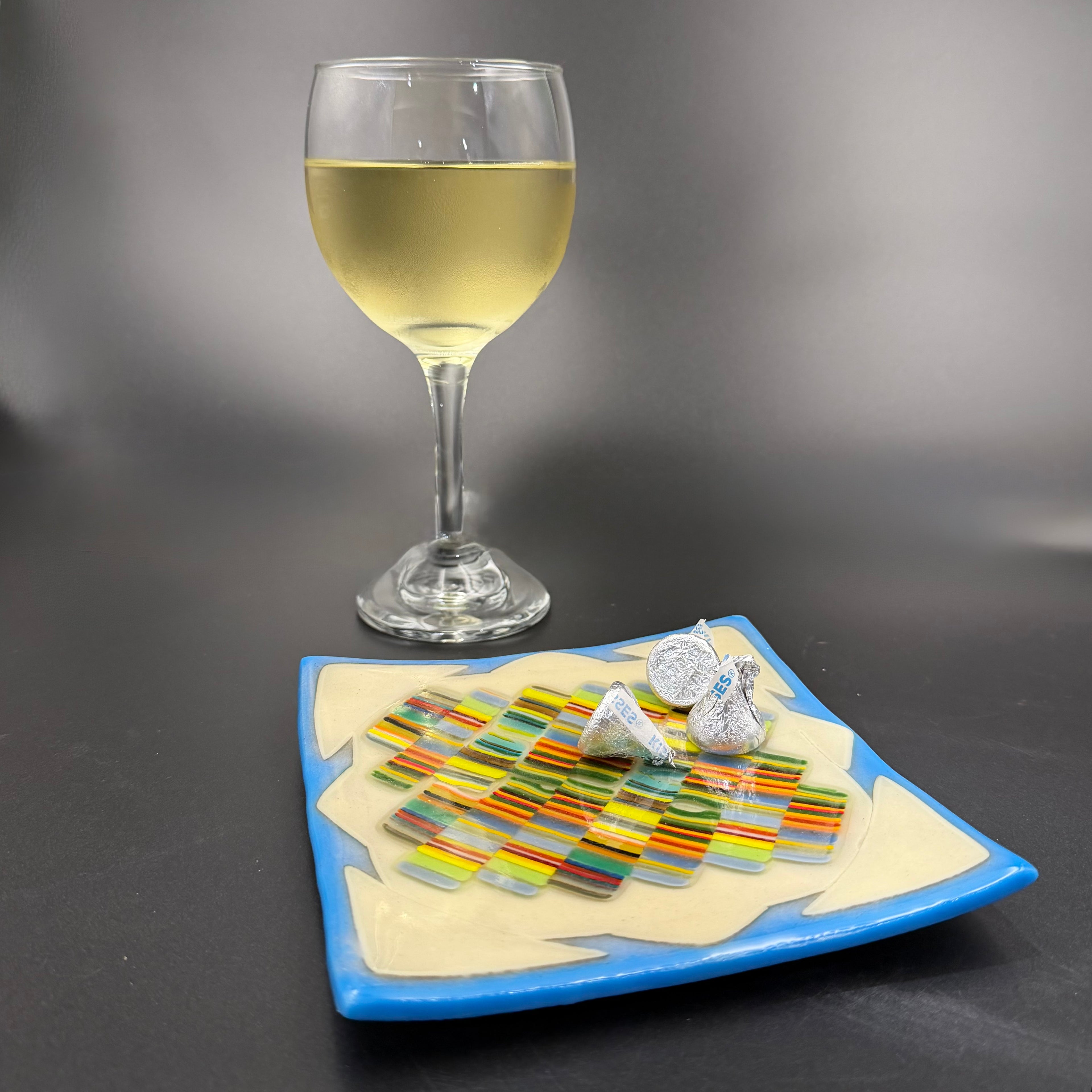 Coastal Patchwork Fused Glass Plate