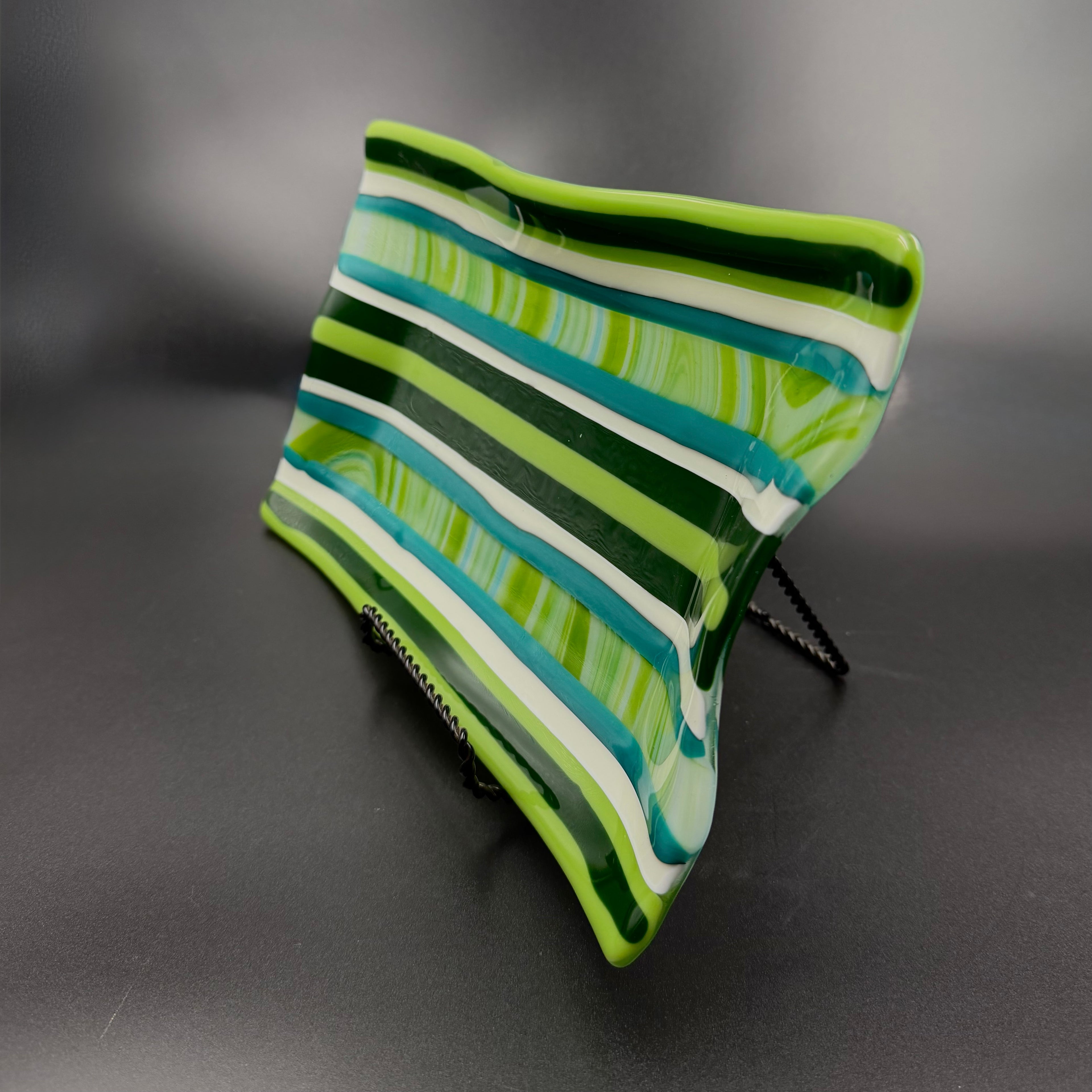 Coastal Breeze Stripe Glass Tray