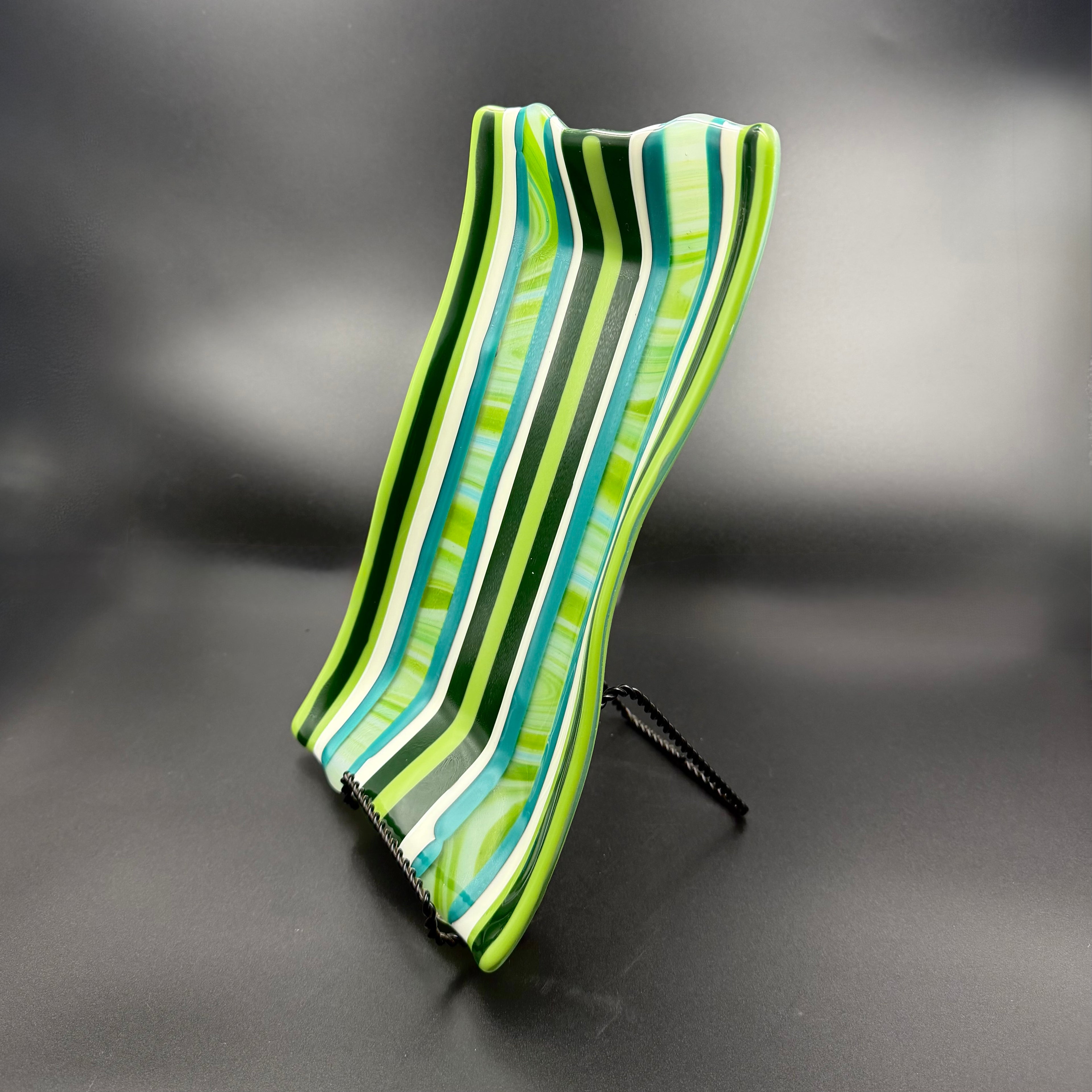 Coastal Breeze Stripe Glass Tray