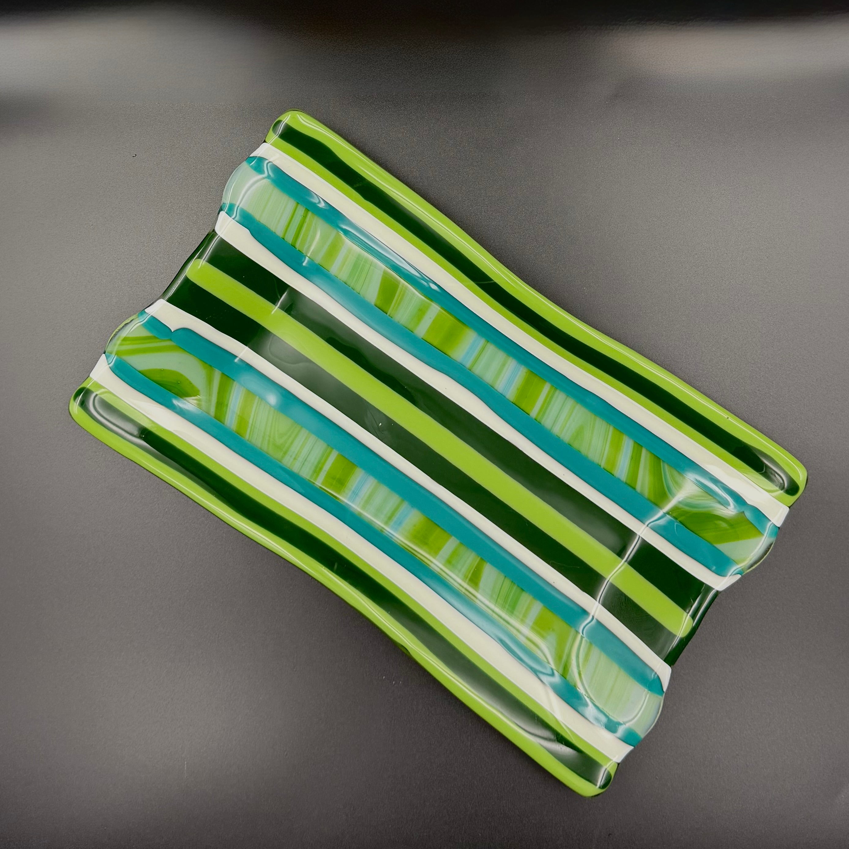 Coastal Breeze Stripe Glass Tray