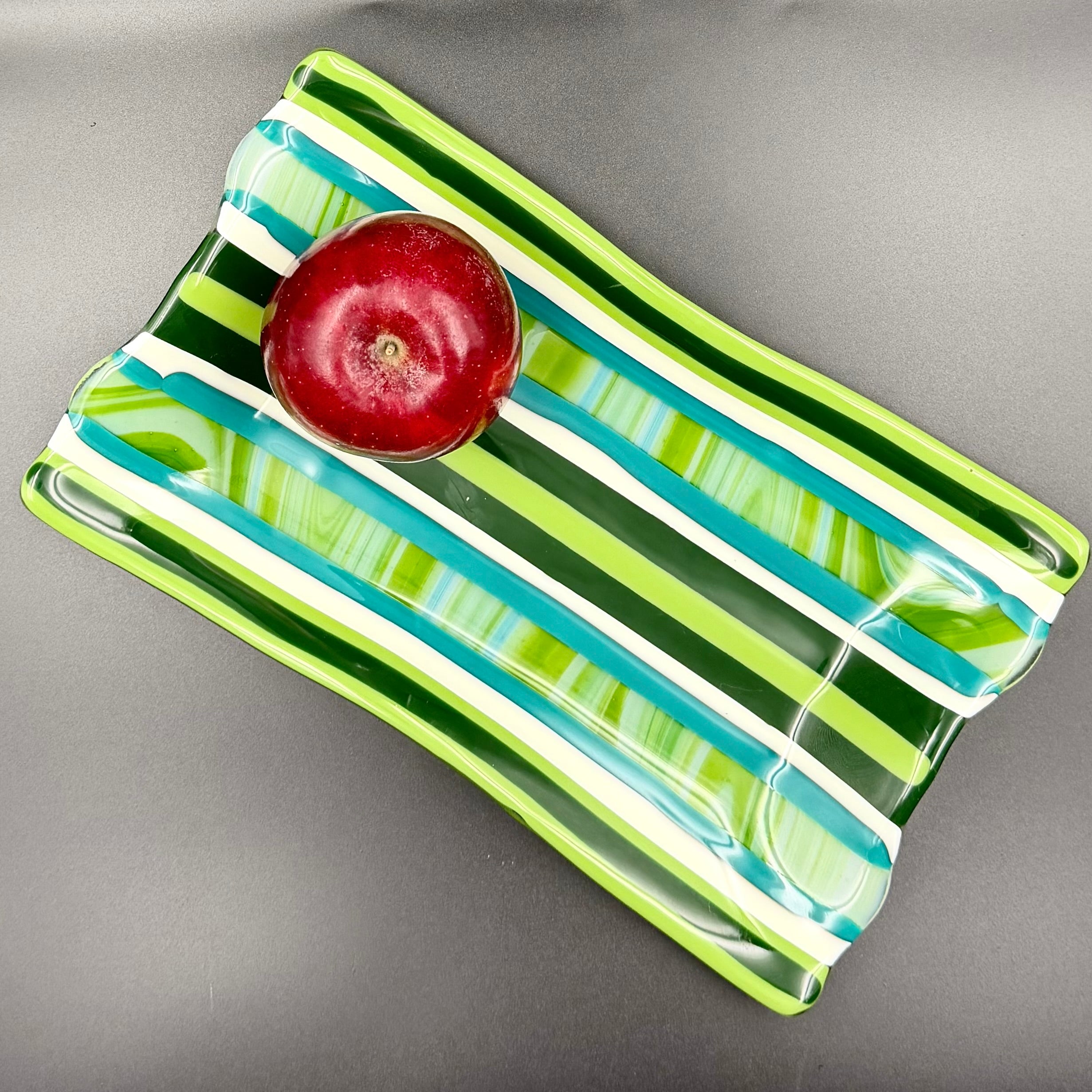 Coastal Breeze Stripe Glass Tray