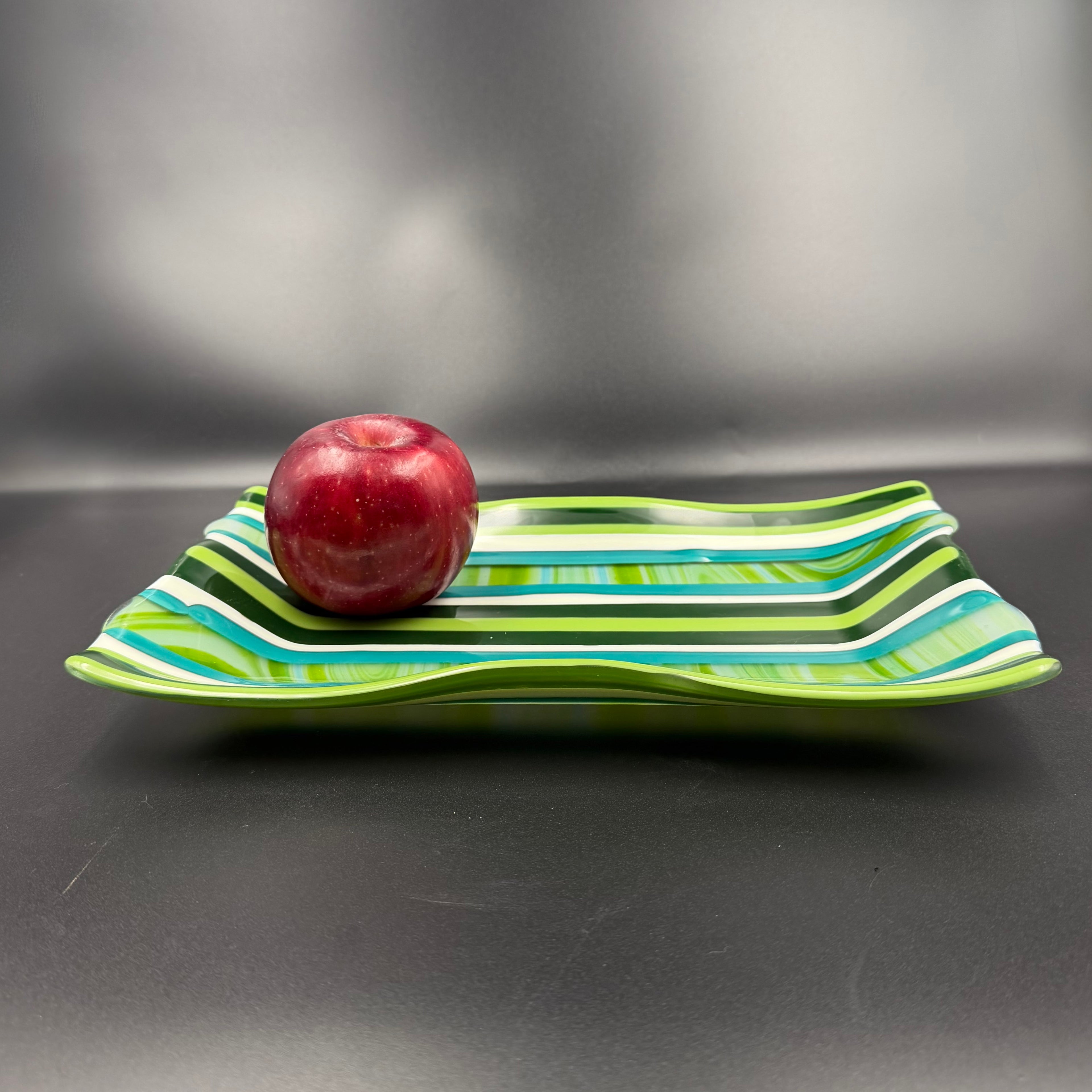 Coastal Breeze Stripe Glass Tray
