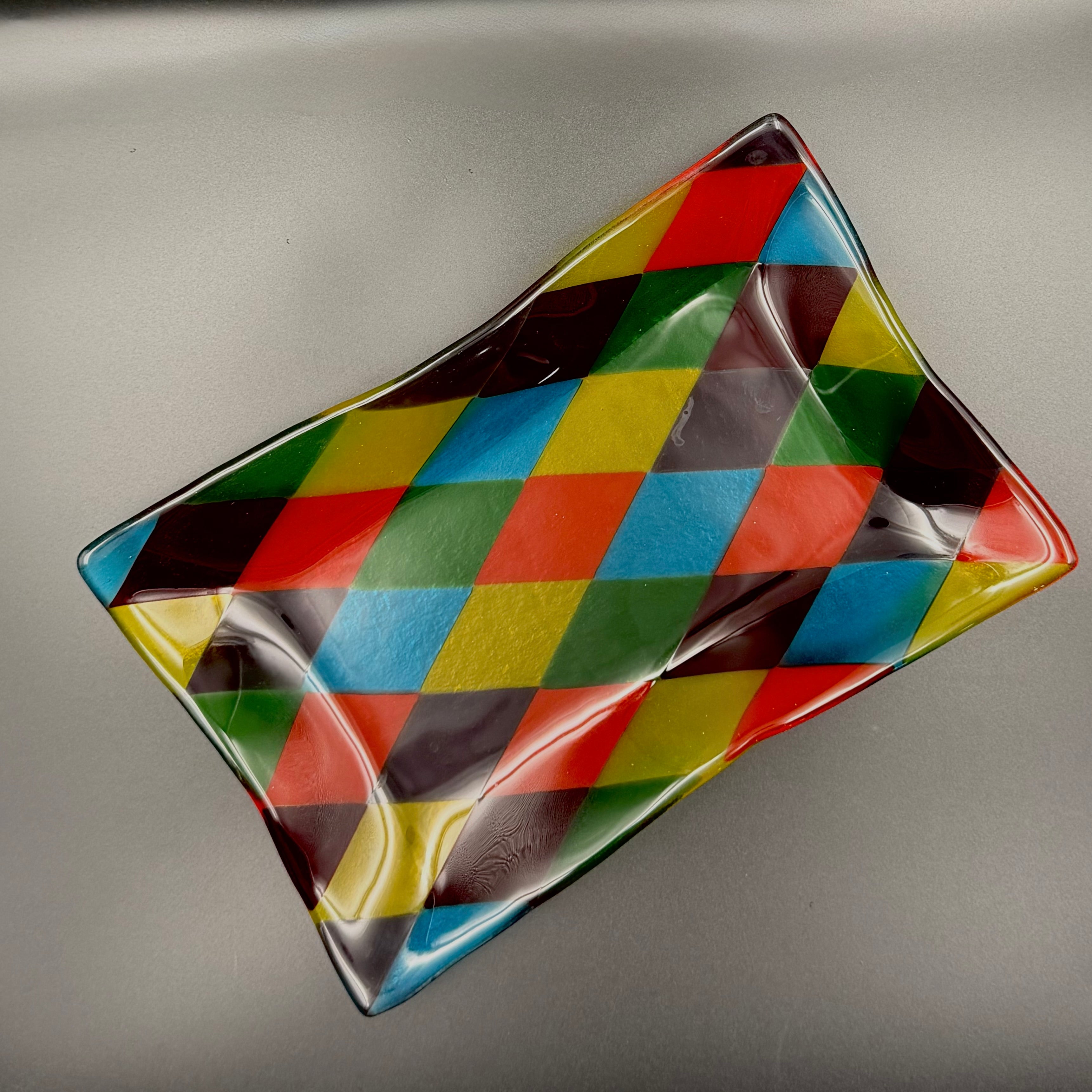 Harlequin Wave Art Glass Bowl