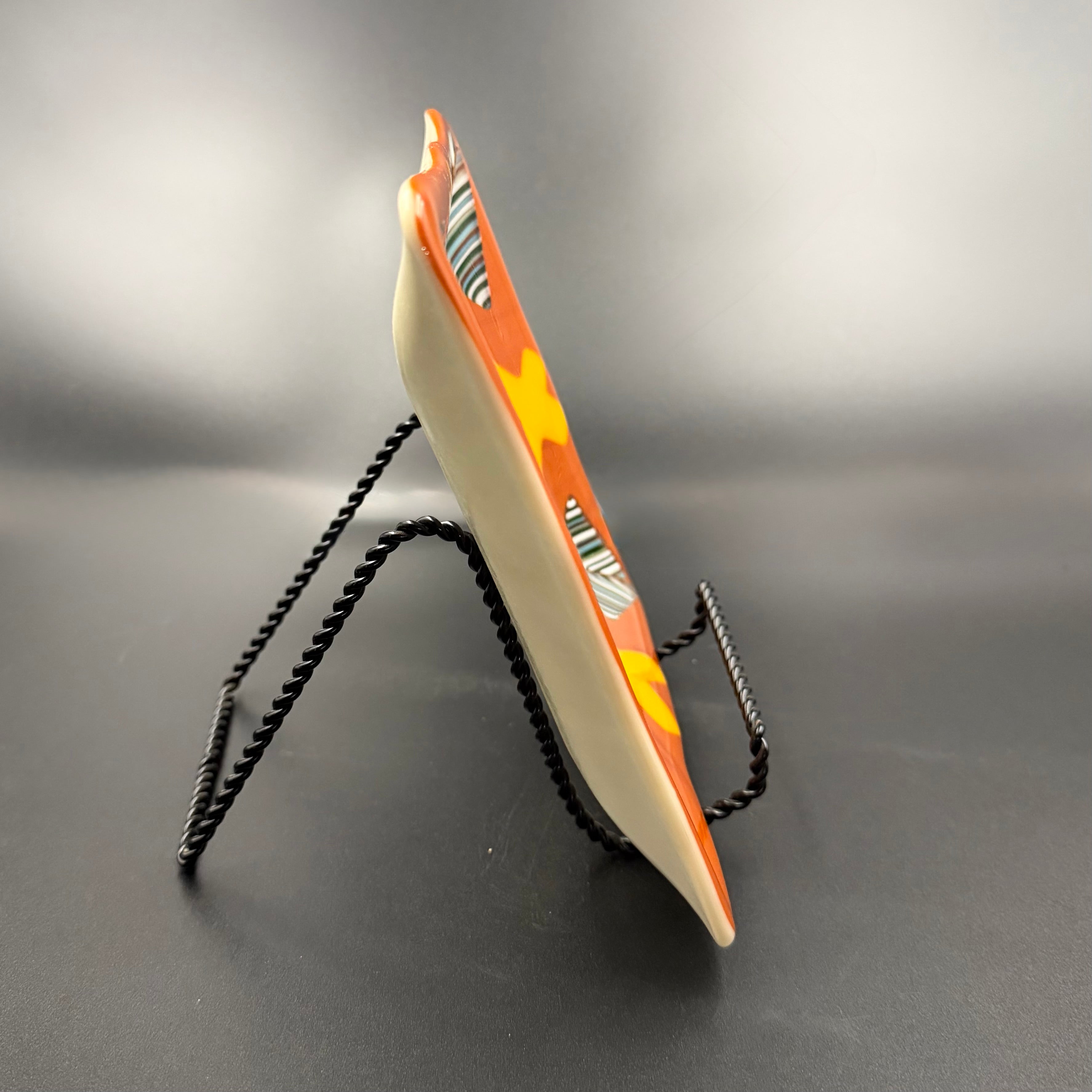 Sunburst Geometry Fused Glass Plate