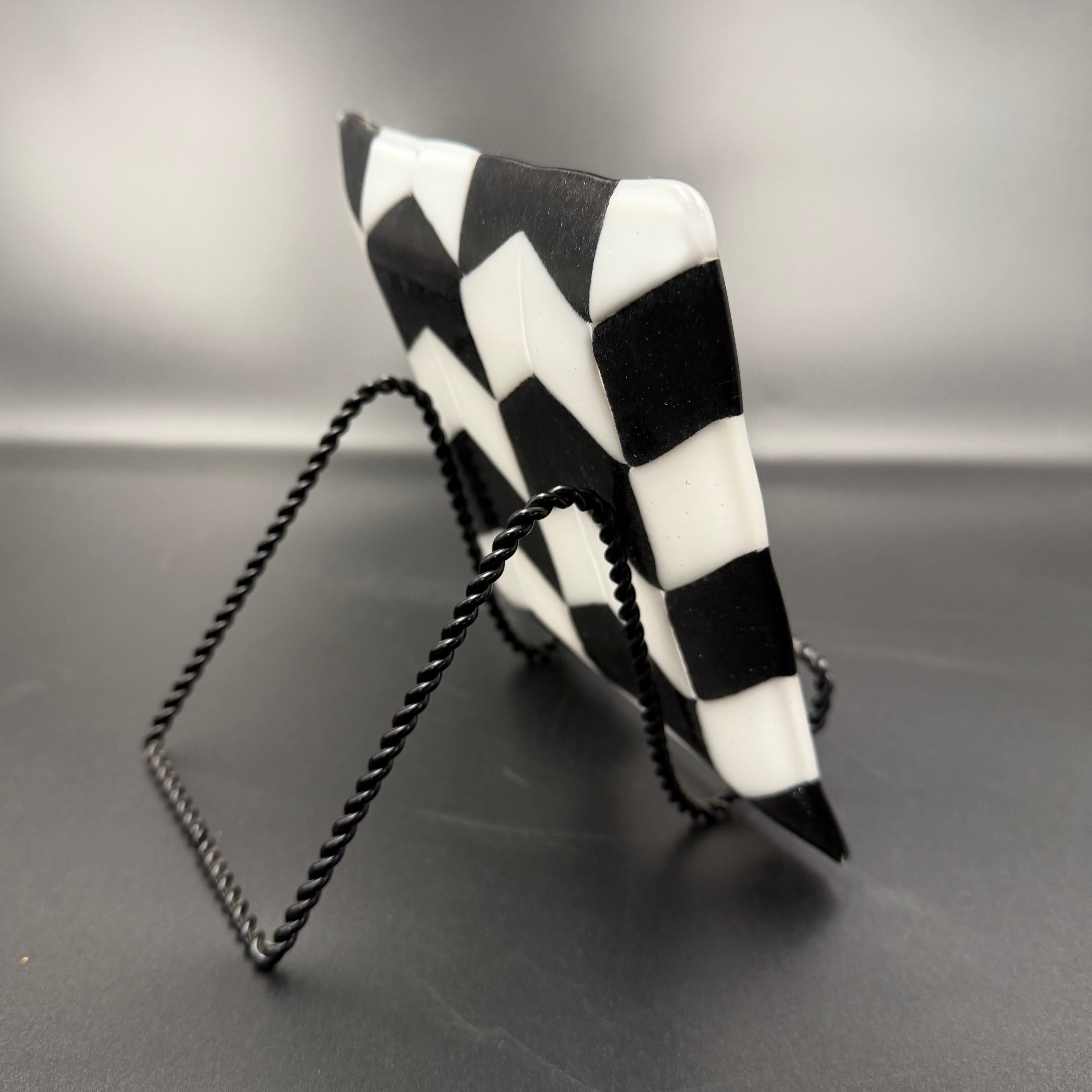 Mod Chevron Black & White Glass Dish