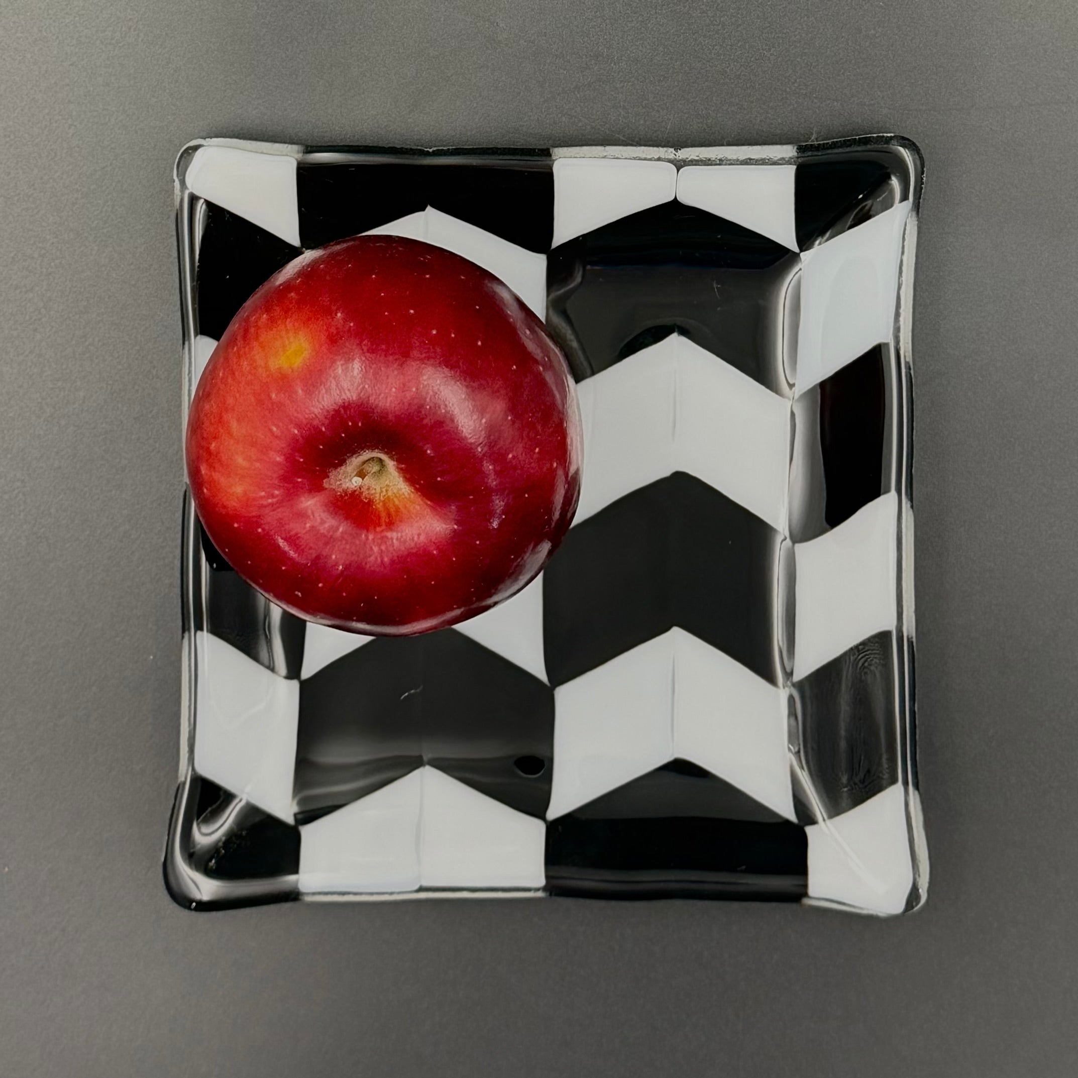 Mod Chevron Black & White Glass Dish