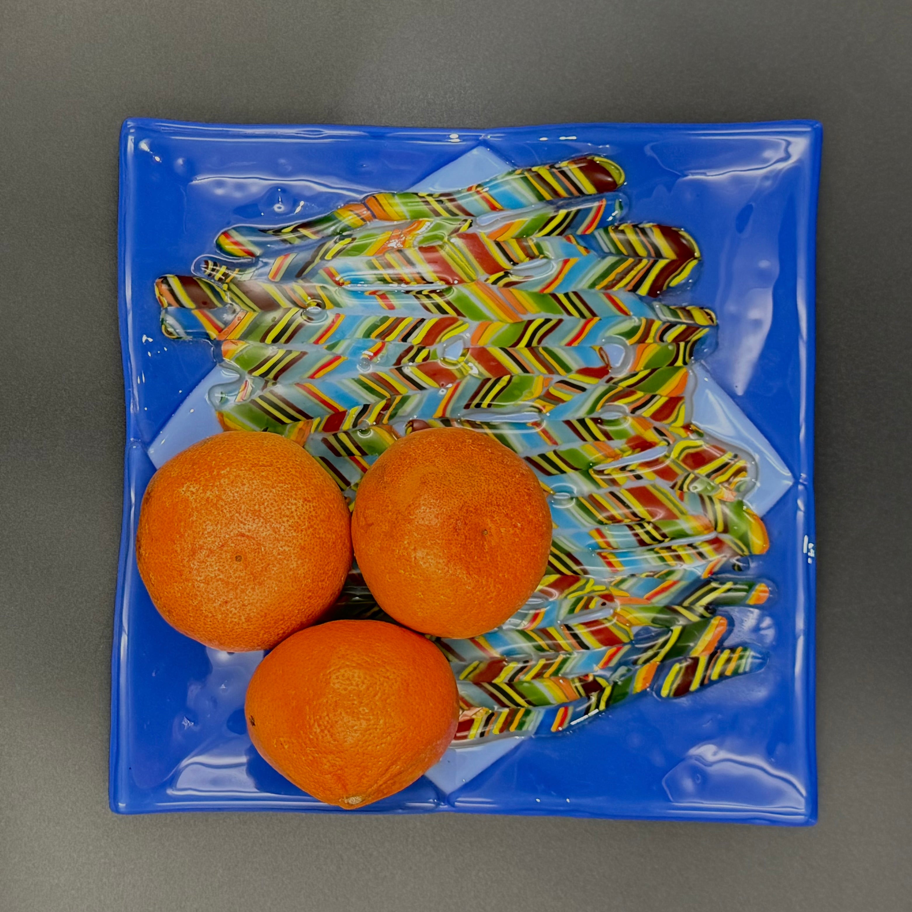 Cobalt Cascade Art Glass Plate