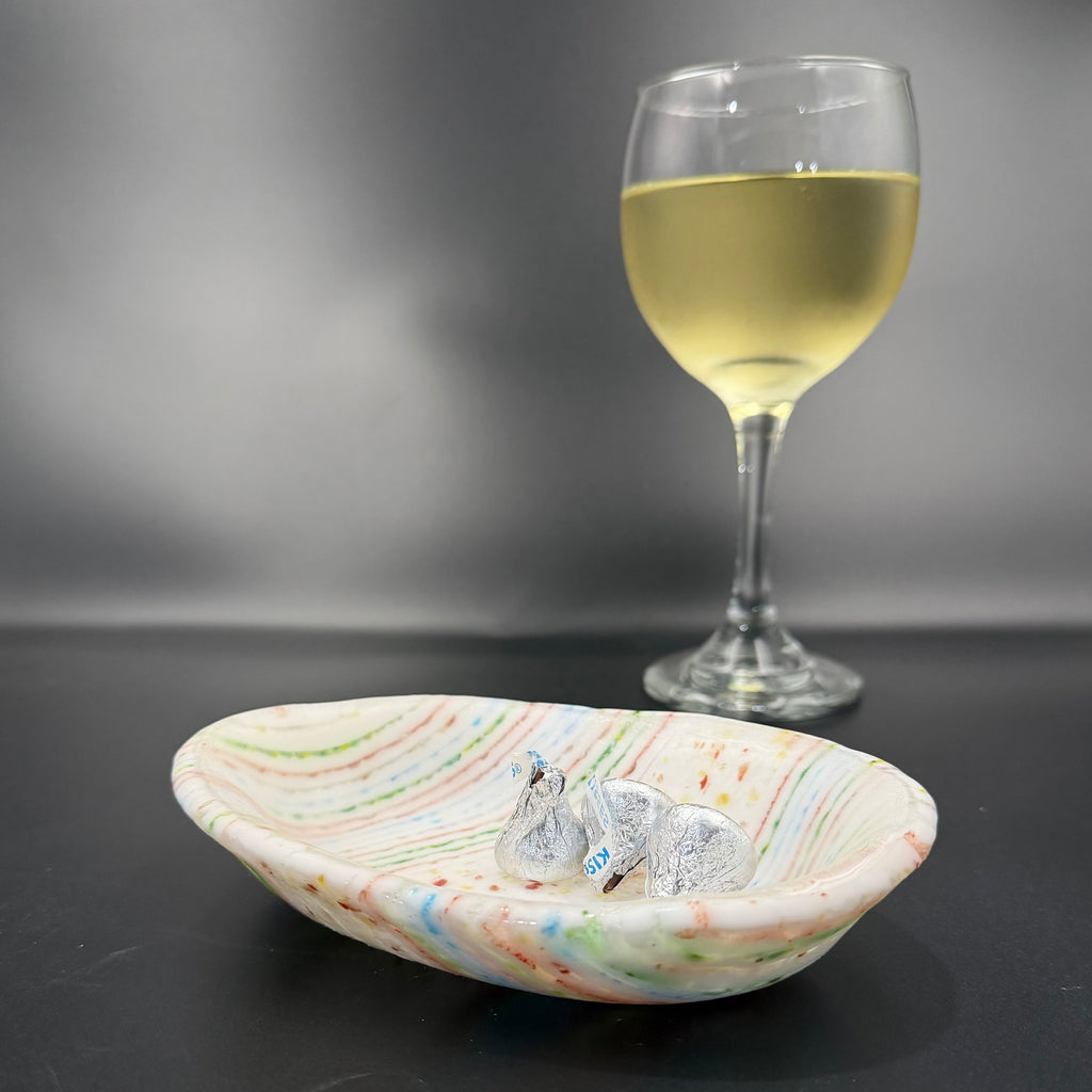 Pastel Ripple Fused Glass Trinket Dish