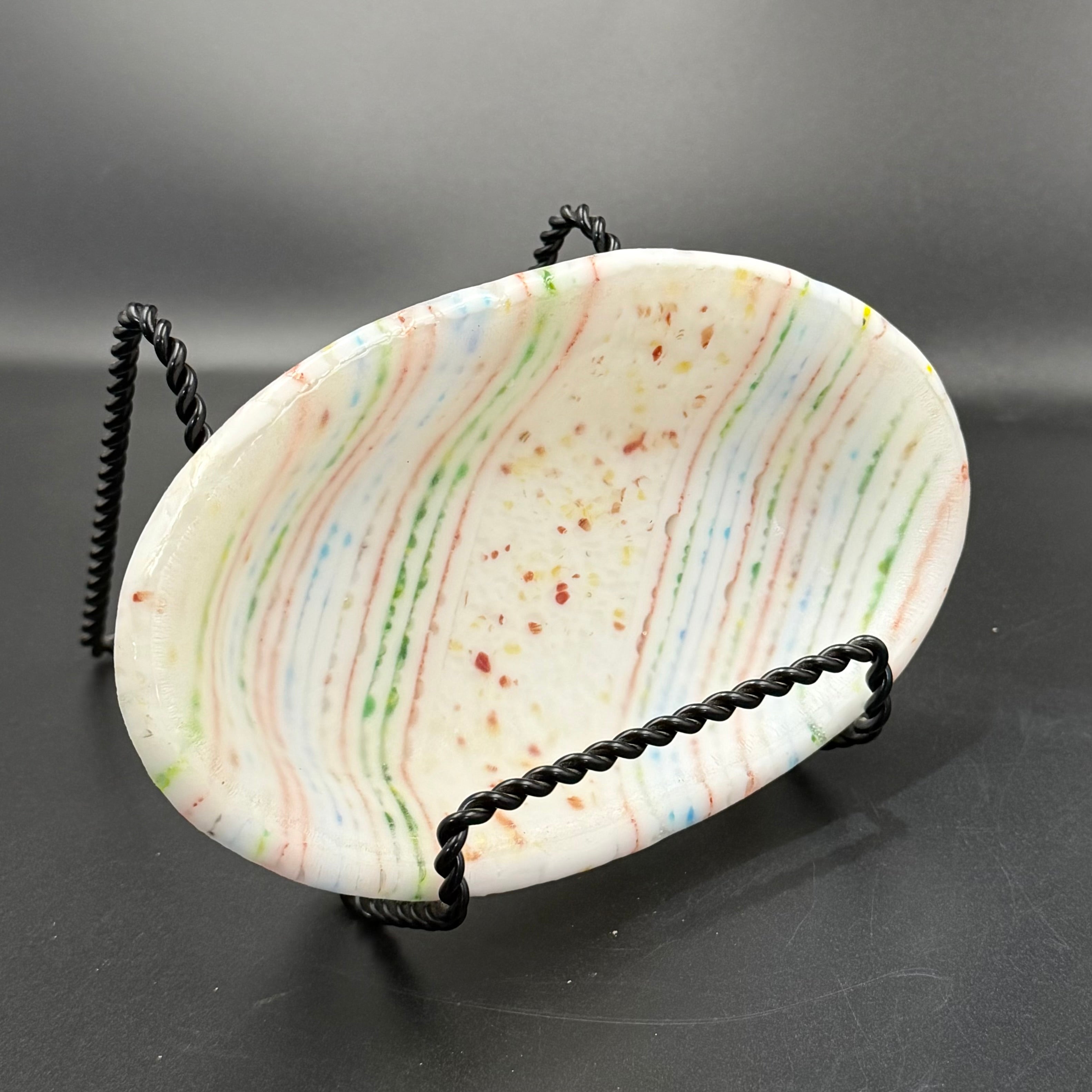 Pastel Ripple Fused Glass Trinket Dish