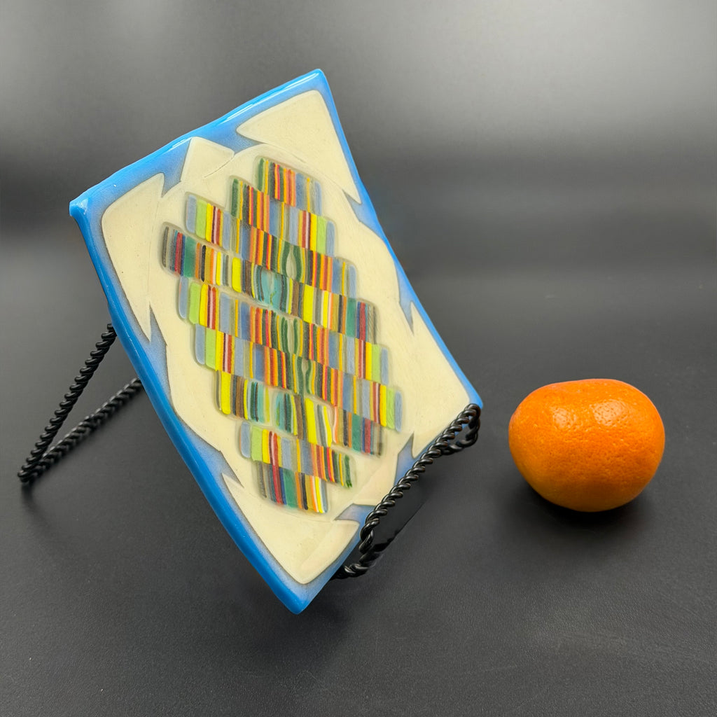 Coastal Patchwork Fused Glass Plate