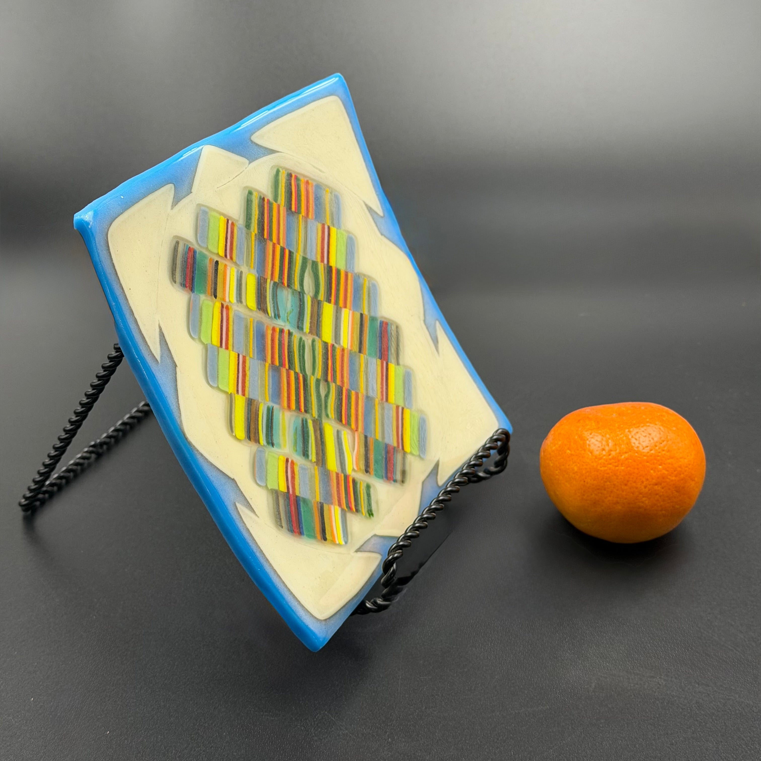 Coastal Patchwork Fused Glass Plate