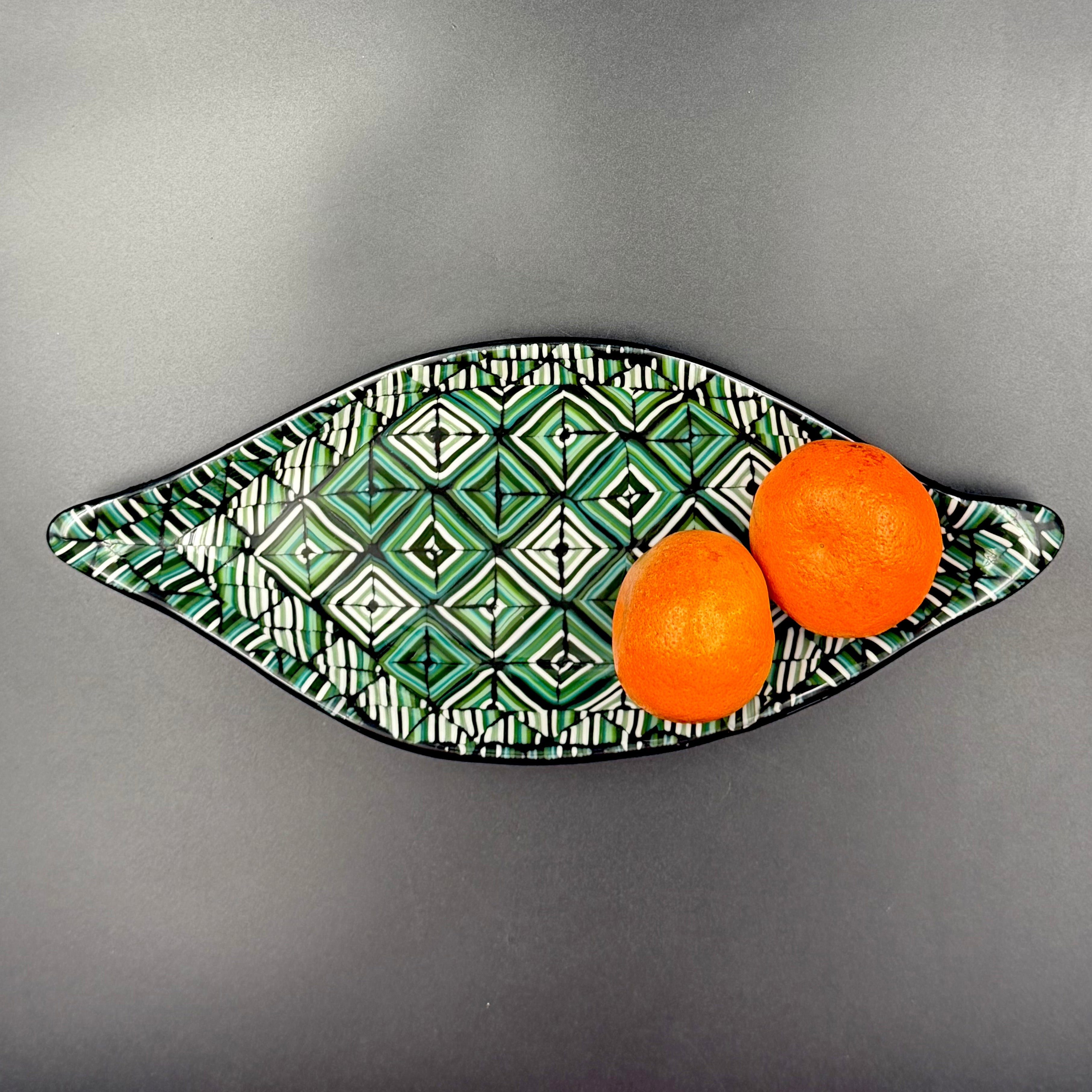 Emerald Mosaic Leaf Glass Bowl